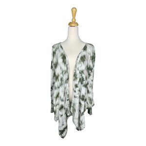 Green Tie Dye Linen Cotton Open Cardigan 525 America Size L